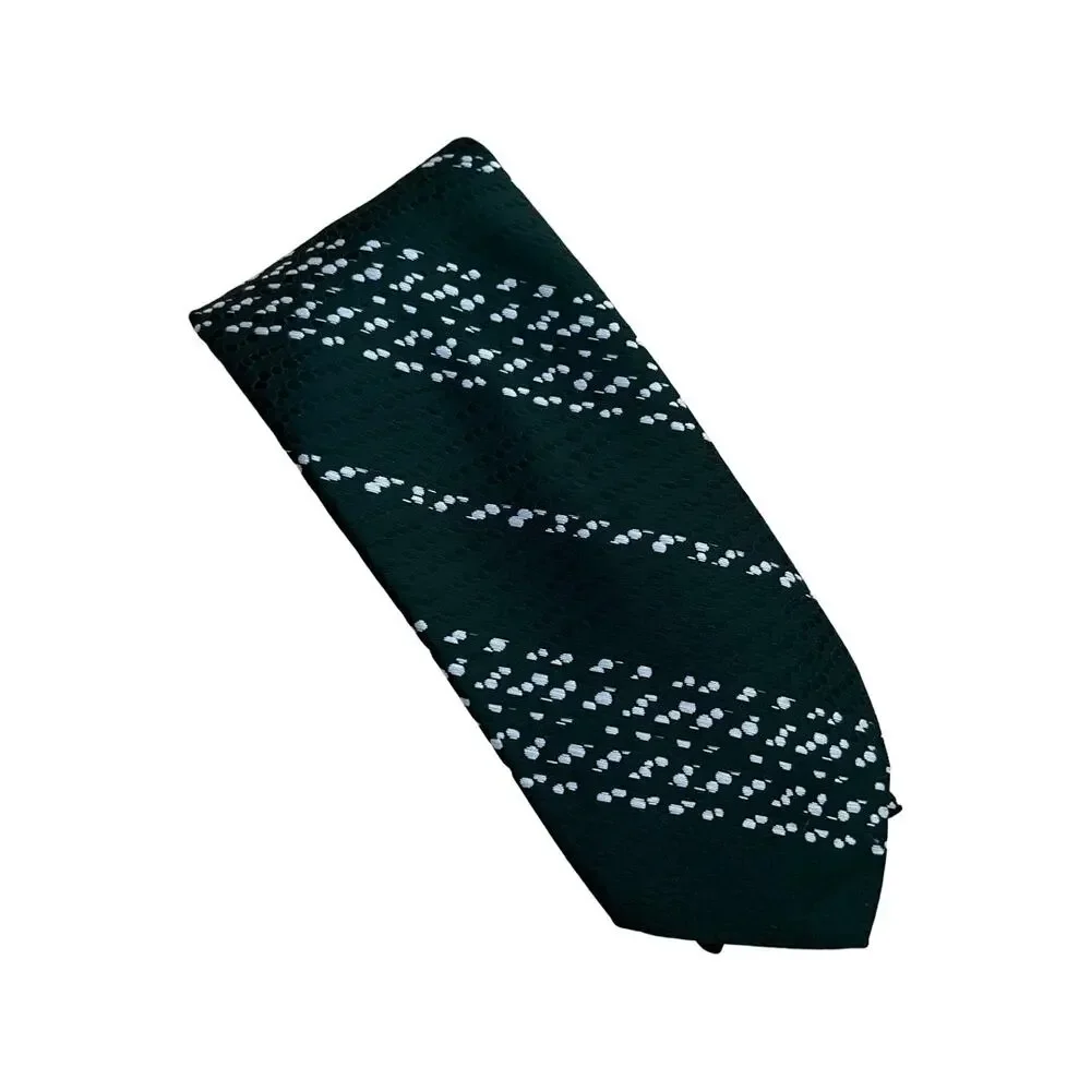 Wide Green and Silver Tie, Vintage Bonds Wide Tie, Patterned and Textured Tie